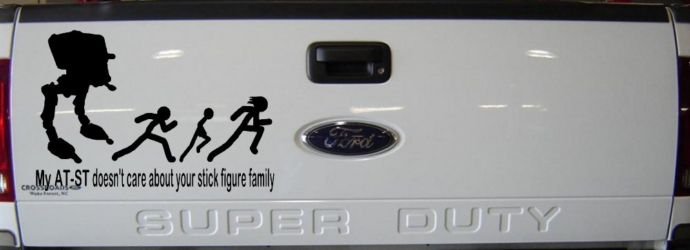 My AT ST Doesn't Care About Your Stick Family Car or Truck Window Decal Sticker (Black)
