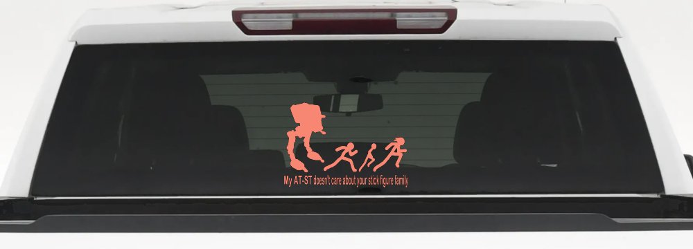 My AT ST Doesn't Care About Your Stick Family Car or Truck Window Decal Sticker (Coral)
