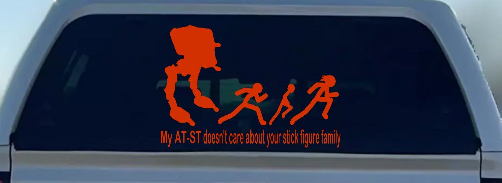 My AT ST Doesn't Care About Your Stick Family Car or Truck Window Decal Sticker (Orange Red)