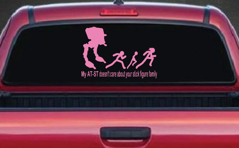 My AT ST Doesn't Care About Your Stick Family Car or Truck Window Decal Sticker (Pink)