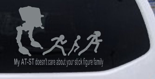 My AT ST Doesn't Care About Your Stick Family Car or Truck Window Decal Sticker (Telegrey)