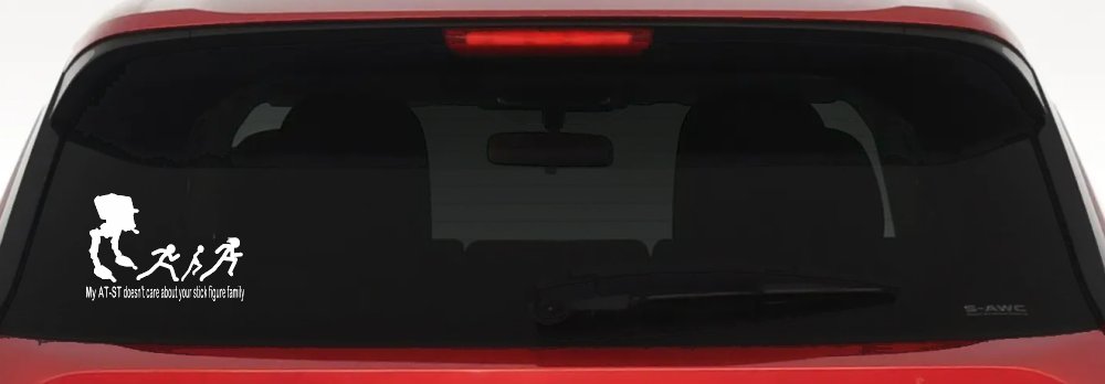 My AT ST Doesn't Care About Your Stick Family Car or Truck Window Decal Sticker (White)