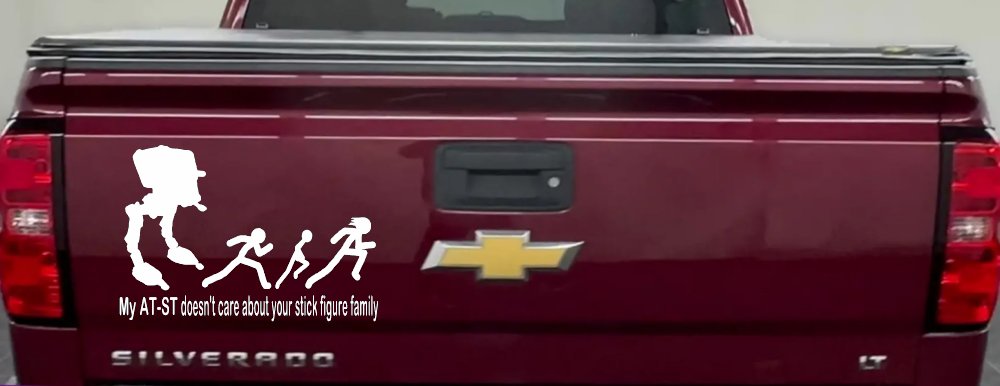 My AT ST Doesn't Care About Your Stick Family Car or Truck Window Vinyl Decal Sticker (White)
