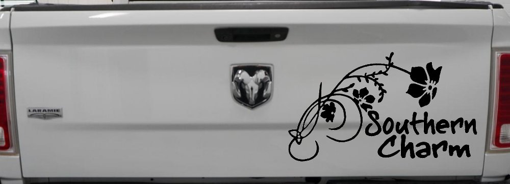 Southern Charm Flower Swirl Country Car or Truck Window Decal Sticker (Black)