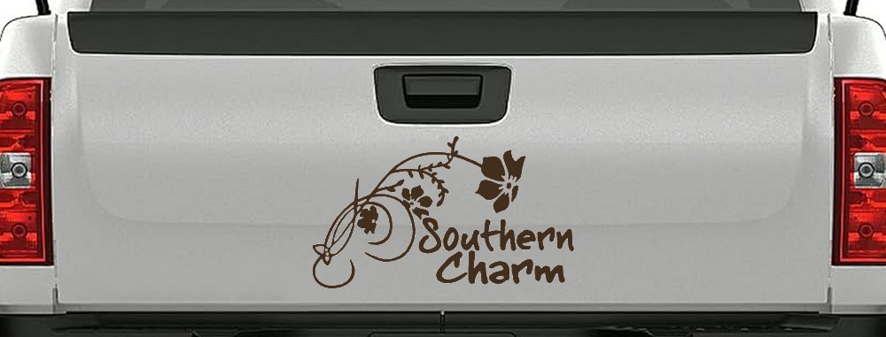 Southern Charm Flower Swirl Country Car or Truck Window Decal Sticker (Brown)