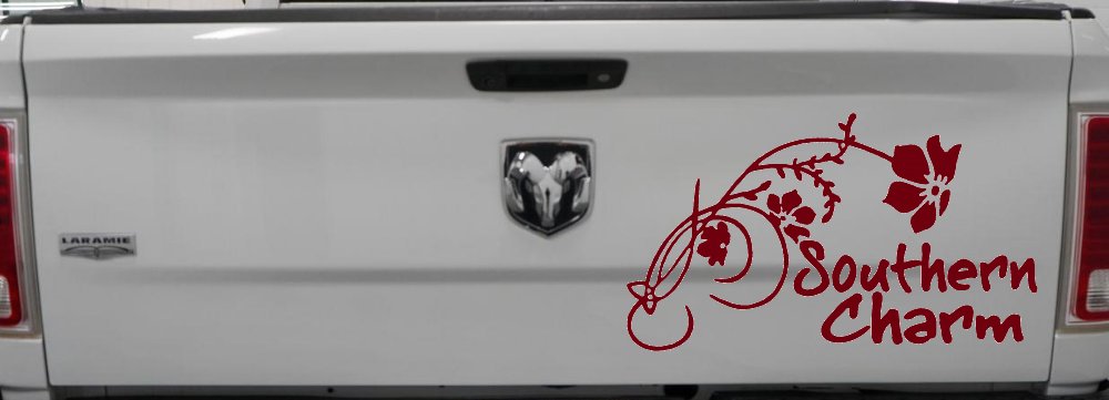 Southern Charm Flower Swirl Country Car or Truck Window Vinyl Decal Sticker (Burgundy)