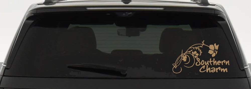Southern Charm Flower Swirl Country Car or Truck Window Decal Sticker (Light Brown)