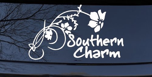 Southern Charm Flower Swirl Country Car or Truck Window Vinyl Decal Sticker (White)