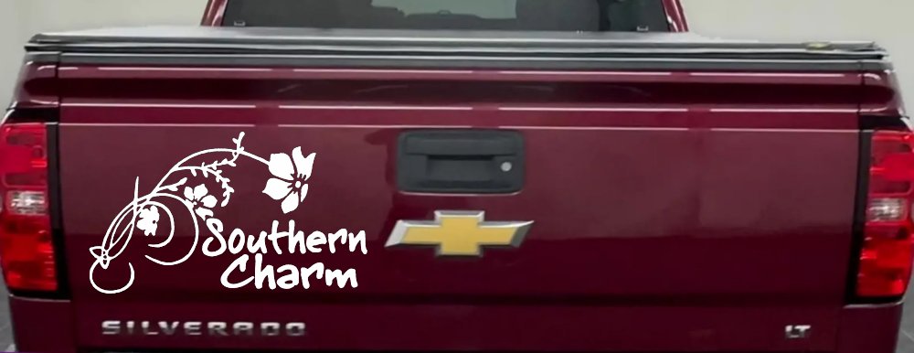 Southern Charm Flower Swirl Country Car or Truck Window Decal Sticker (White)