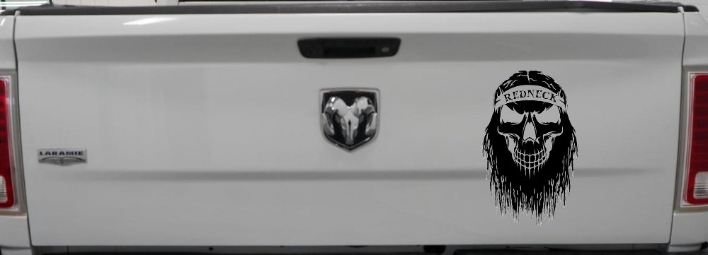 Redneck Skull Beard Car or Truck Window Vinyl Decal Sticker (Black)