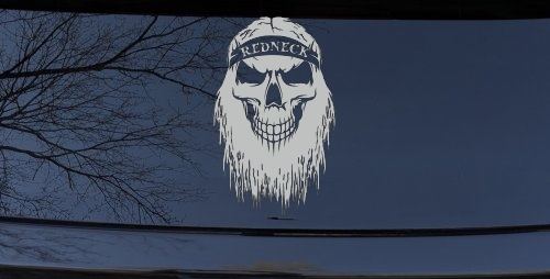 Redneck Skull Beard Car or Truck Window Decal Sticker