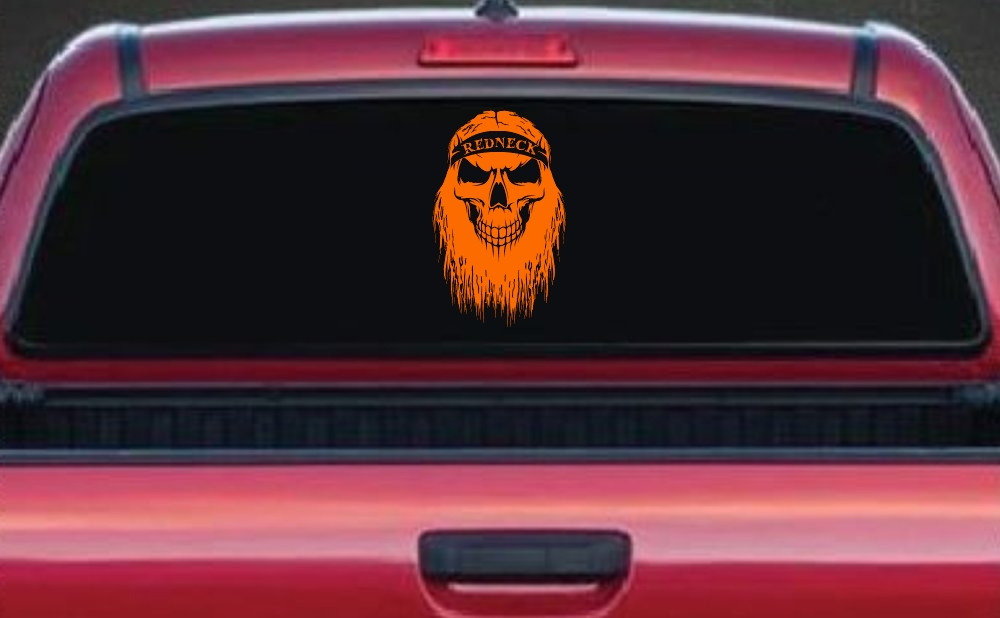 Redneck Skull Beard Car or Truck Window Decal Sticker