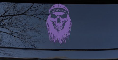 Redneck Skull Beard Car or Truck Window Decal Sticker (Purple)