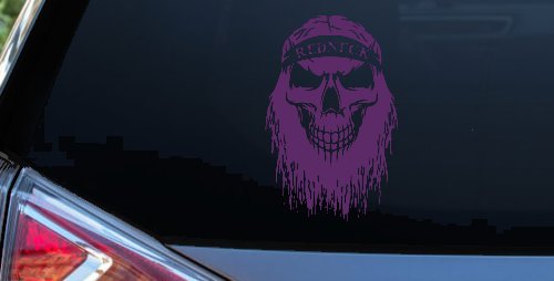 Redneck Skull Beard Car or Truck Window Decal Sticker (Violet)
