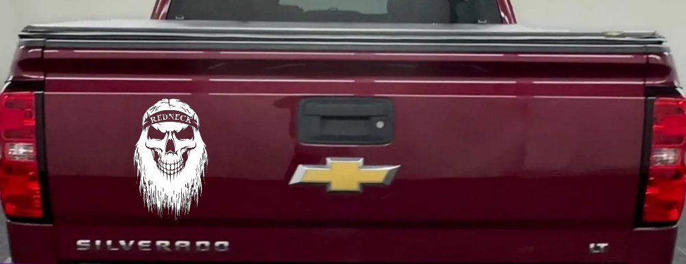 Redneck Skull Beard Car or Truck Window Decal Sticker