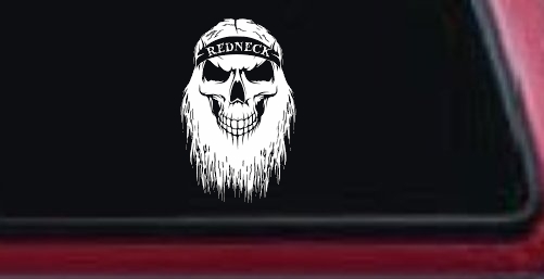 Redneck Skull Beard Car or Truck Window Decal Sticker