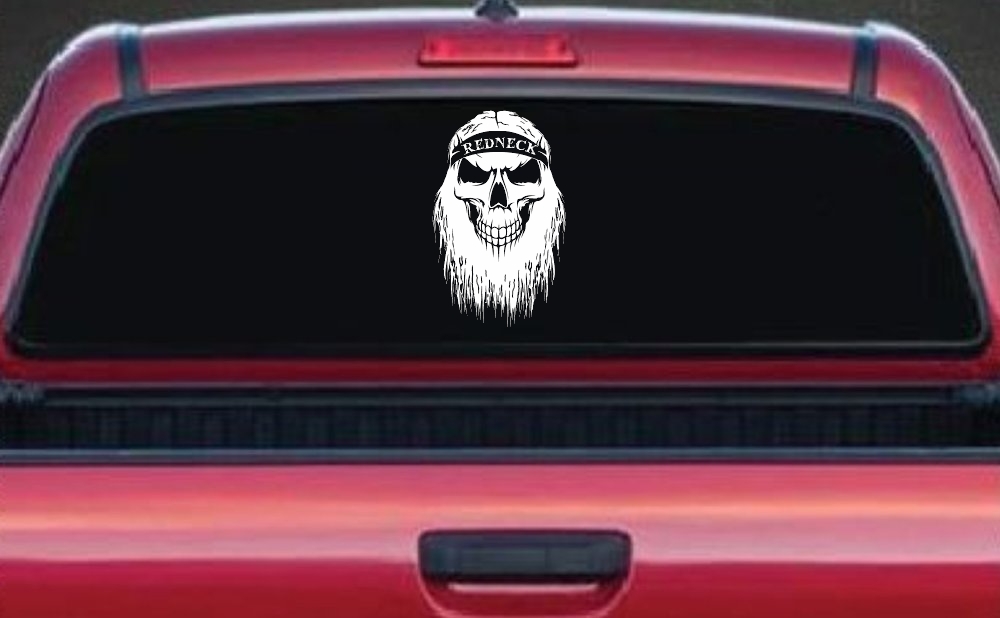 Redneck Skull Beard Car or Truck Window Decal Sticker