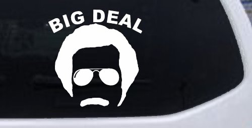 Big Deal Hair And Mustache Funny Car or Truck Window Decal Sticker (White)