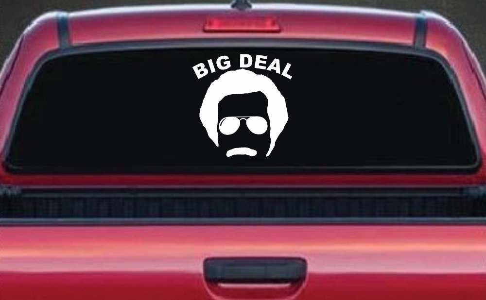 Big Deal Hair And Mustache Funny Car or Truck Window Vinyl Decal Sticker (White)