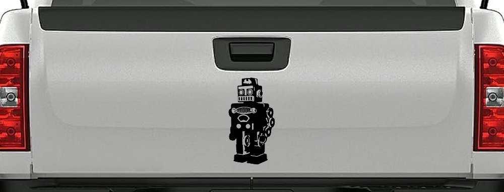 Retro Robot Sci Fi Car or Truck Window Decal Sticker (Black)