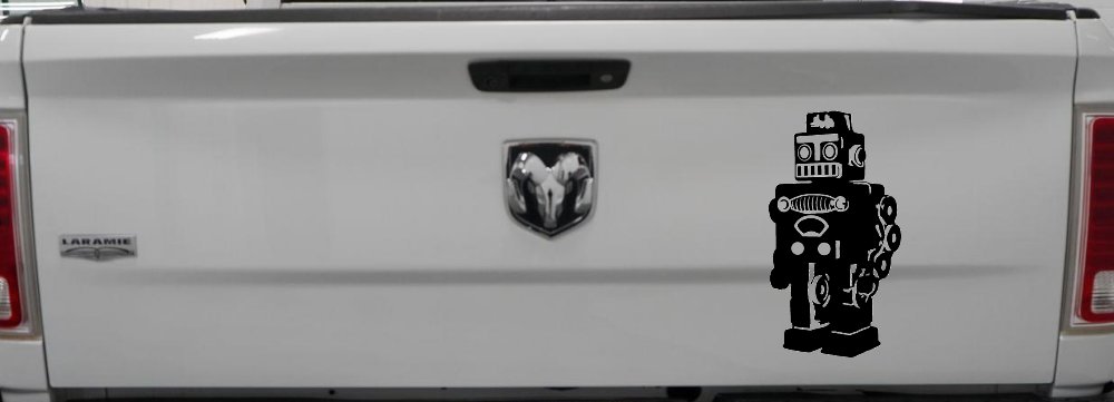 Retro Robot Sci Fi Car or Truck Window Decal Sticker (Black)