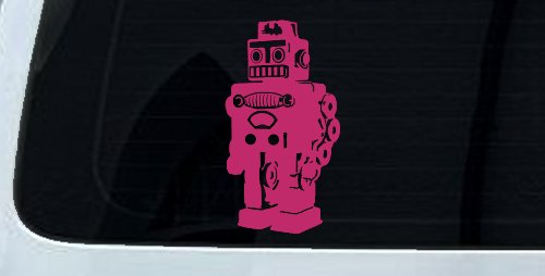 Retro Robot Sci Fi Car or Truck Window Decal Sticker (Hot Pink)