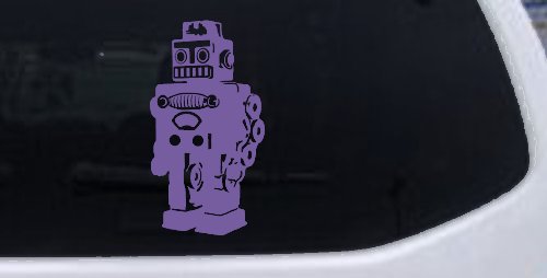 Retro Robot Sci Fi Car or Truck Window Decal Sticker (Purple)