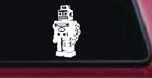 Retro Robot Sci Fi Car or Truck Window Decal Sticker (White)
