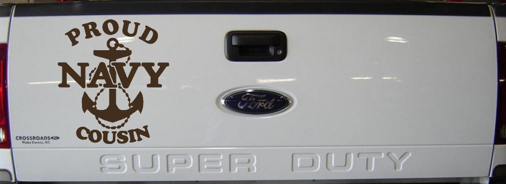 Proud Navy Cousin Military Car or Truck Window Vinyl Decal Sticker (Brown)