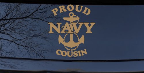 Proud Navy Cousin Military Car or Truck Window Decal Sticker (Light Brown)