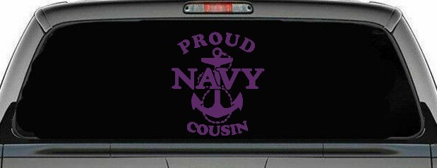 Proud Navy Cousin Military Car or Truck Window Vinyl Decal Sticker (Violet)