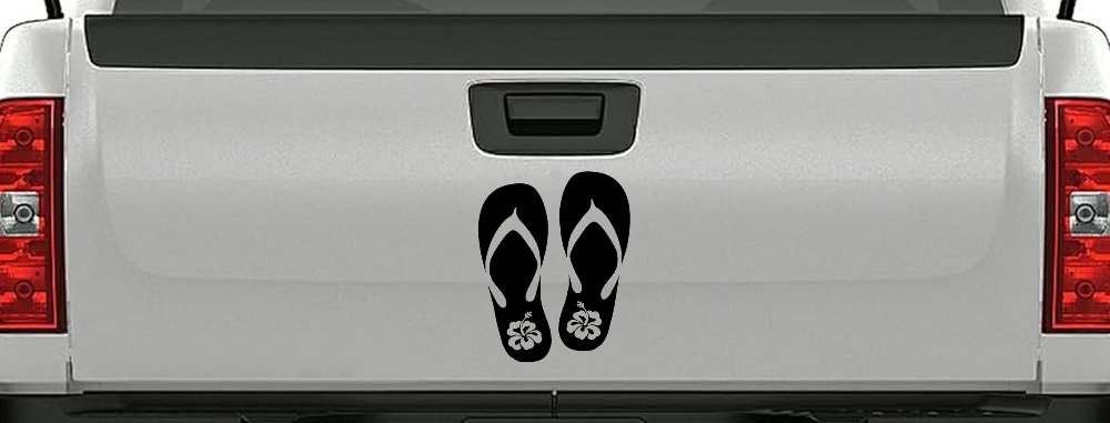 Hibiscus Flower Flip Flops Car or Truck Window Decal Sticker