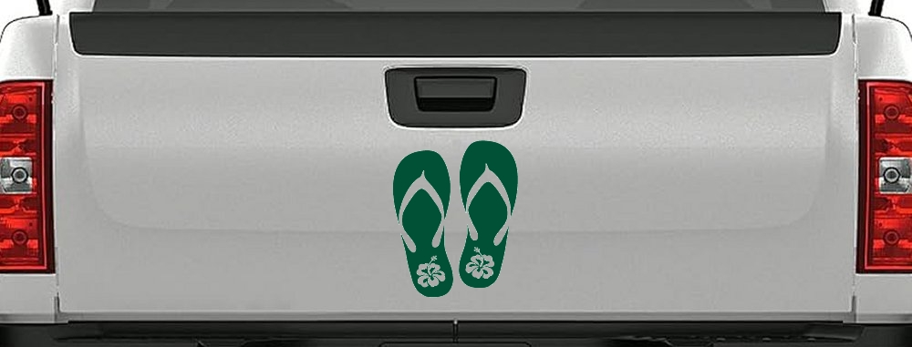 Hibiscus Flower Flip Flops Car or Truck Window Decal Sticker