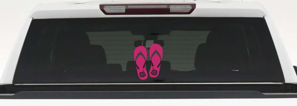 Hibiscus Flower Flip Flops Car or Truck Window Decal Sticker