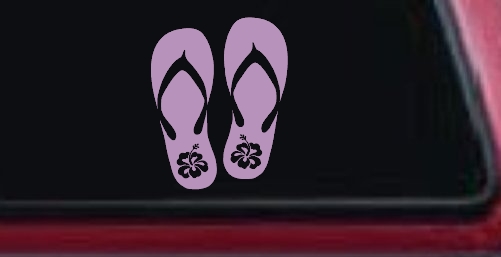Hibiscus Flower Flip Flops Car or Truck Window Decal Sticker