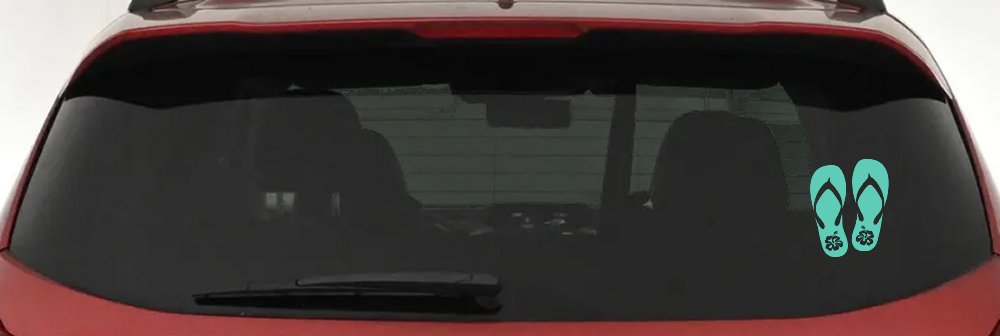 Hibiscus Flower Flip Flops Car or Truck Window Decal Sticker