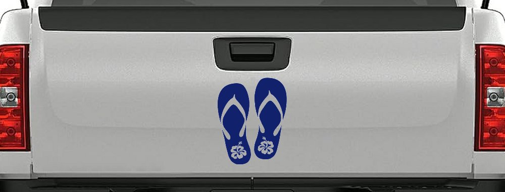 Hibiscus Flower Flip Flops Car or Truck Window Decal Sticker