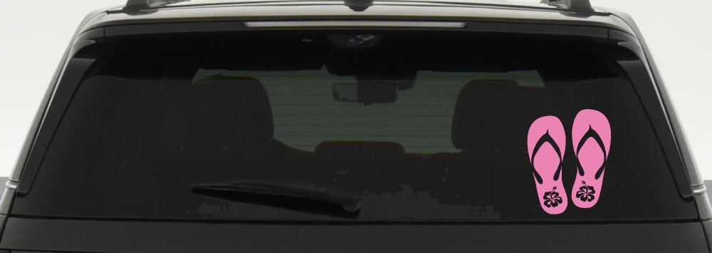Hibiscus Flower Flip Flops Car or Truck Window Decal Sticker