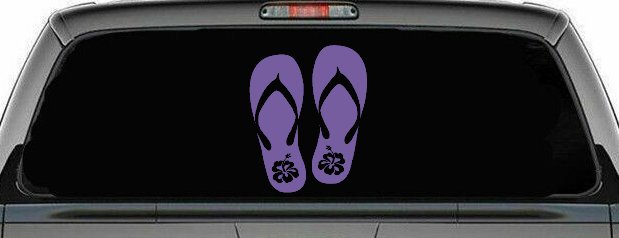Hibiscus Flower Flip Flops Car or Truck Window Decal Sticker