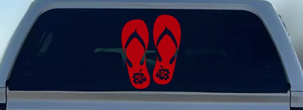 Hibiscus Flower Flip Flops Car or Truck Window Decal Sticker