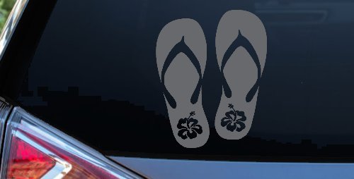 Hibiscus Flower Flip Flops Car or Truck Window Decal Sticker