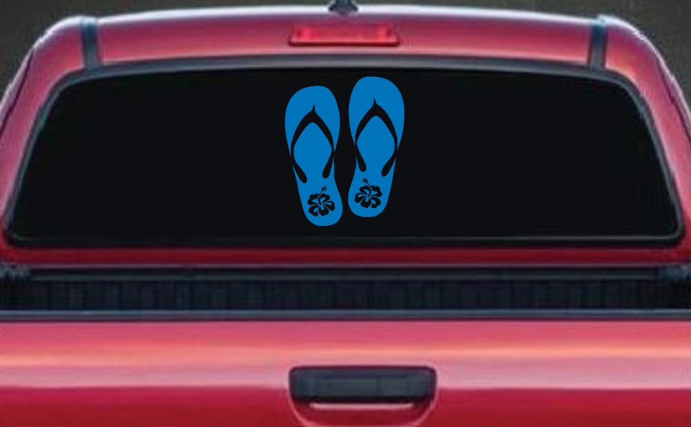 Hibiscus Flower Flip Flops Car or Truck Window Decal Sticker