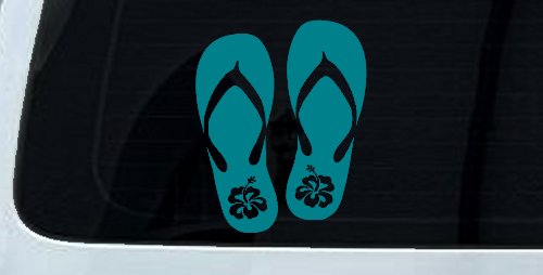 Hibiscus Flower Flip Flops Car or Truck Window Decal Sticker