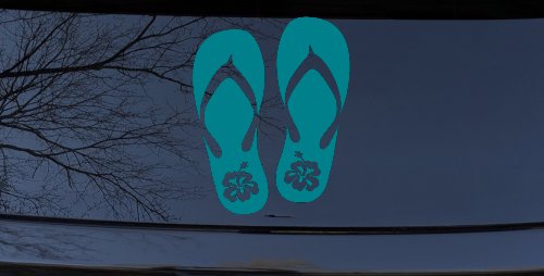 Hibiscus Flower Flip Flops Car or Truck Window Decal Sticker