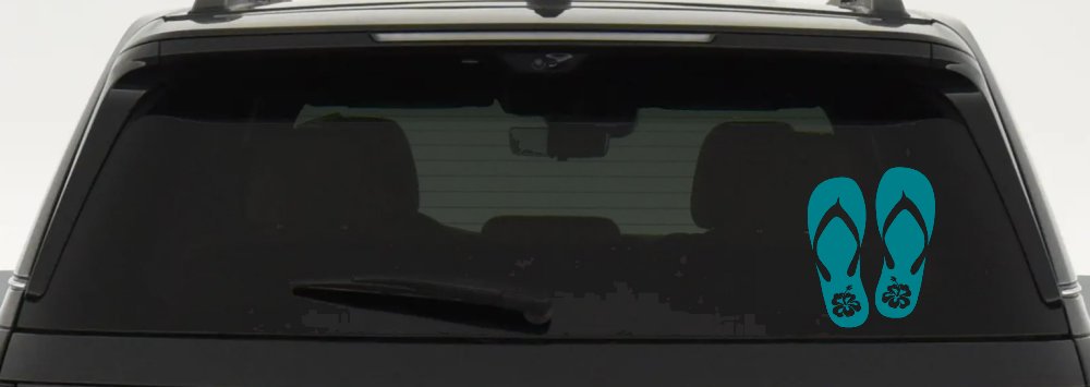 Hibiscus Flower Flip Flops Car or Truck Window Decal Sticker