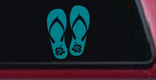 Hibiscus Flower Flip Flops Car or Truck Window Decal Sticker