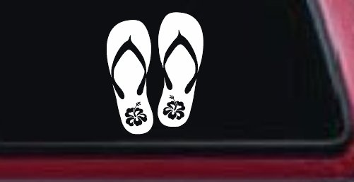 Hibiscus Flower Flip Flops Car or Truck Window Decal Sticker