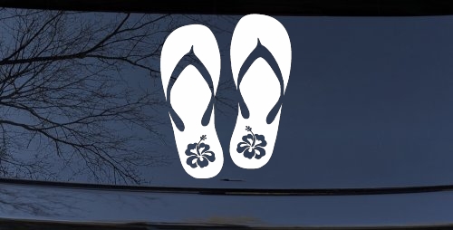Hibiscus Flower Flip Flops Car or Truck Window Decal Sticker