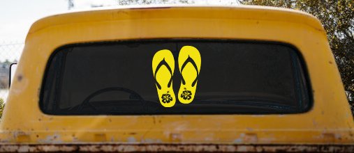 Hibiscus Flower Flip Flops Car or Truck Window Decal Sticker