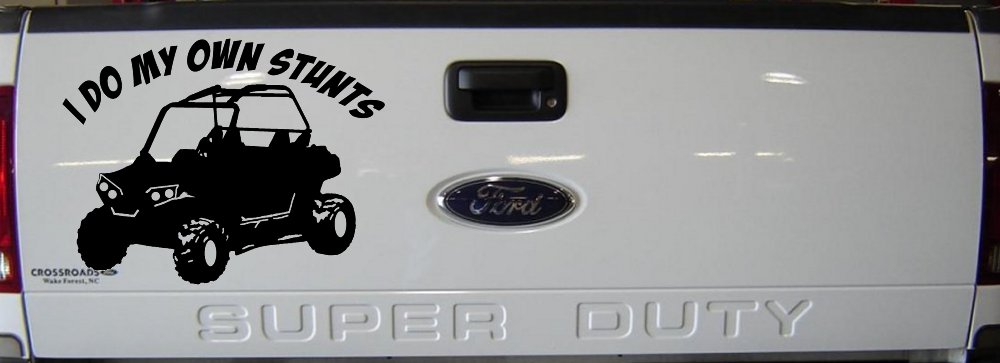 I Do My Own Stunts UTV Side By Side Off Road Car or Truck Window Decal Sticker (Black)